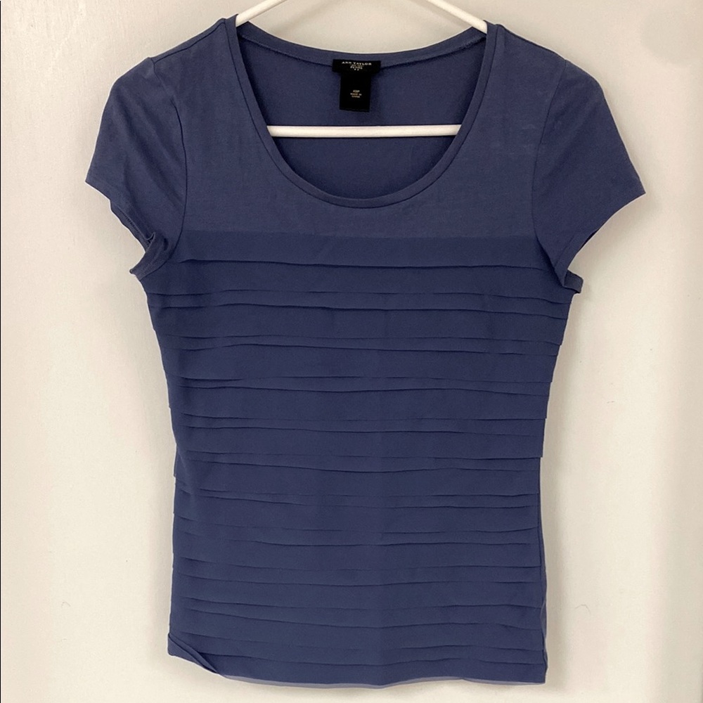 Ann Taylor blue chiffon top blouse